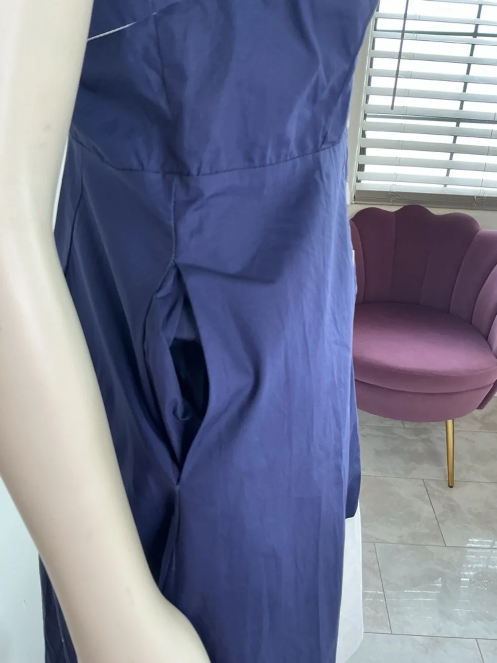 NEW English Factory Navy and White Button Down 70's Vibes Chic Preppy A Line M - Picture 8 of 12